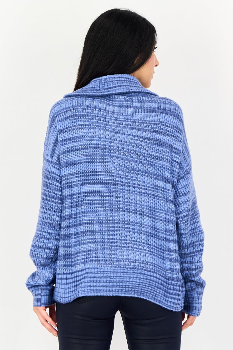 Aerie Women Turtle Neck Knitted Sweater, Multicolor - Image 3