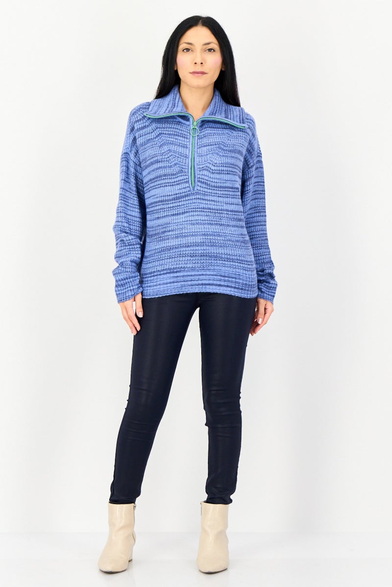 Aerie Women Turtle Neck Knitted Sweater, Multicolor - Image 4