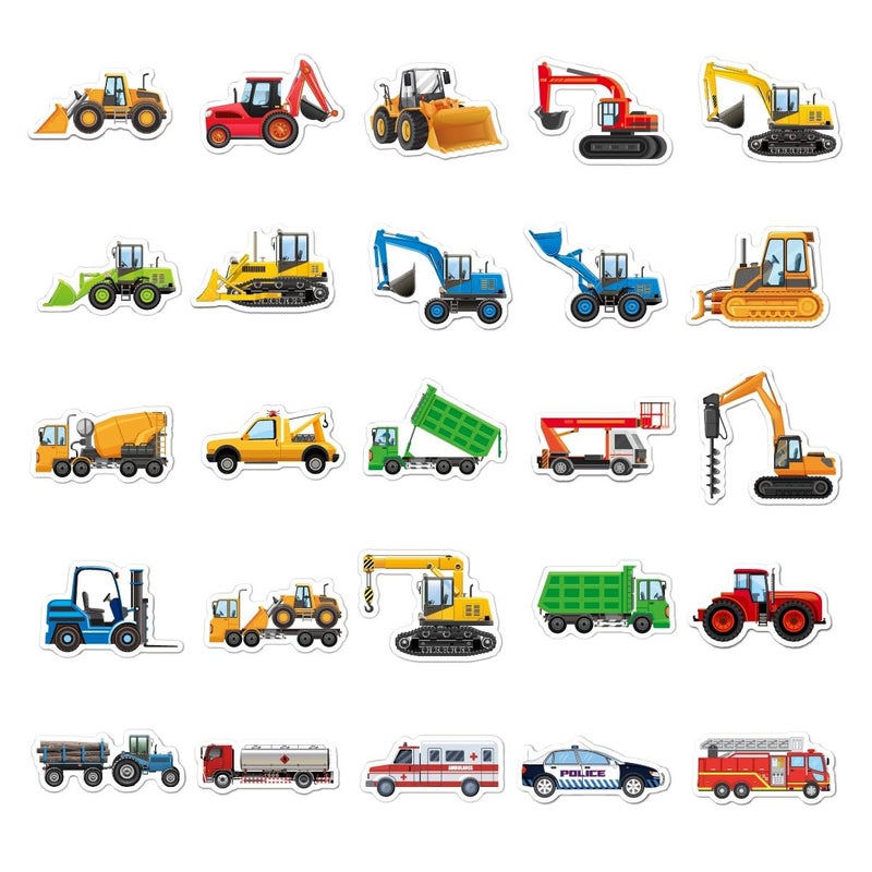 BBPOOL 100pcs Truck Cars Stickers for Kids Boys Waterproof Vinyl Cartoon Vehicle Stickers for Water Bottle Scrapbook Laptop Skateboard - Image 4