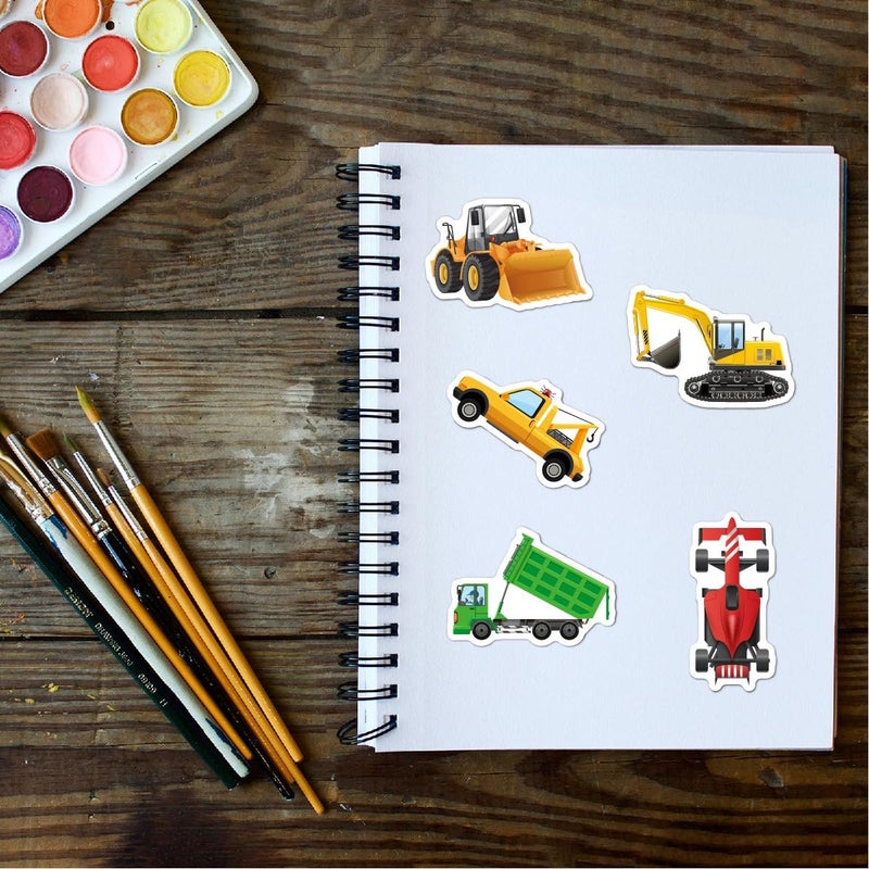 BBPOOL 100pcs Truck Cars Stickers for Kids Boys Waterproof Vinyl Cartoon Vehicle Stickers for Water Bottle Scrapbook Laptop Skateboard - Image 2