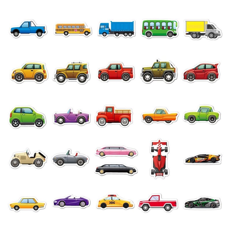BBPOOL 100pcs Truck Cars Stickers for Kids Boys Waterproof Vinyl Cartoon Vehicle Stickers for Water Bottle Scrapbook Laptop Skateboard - Image 3