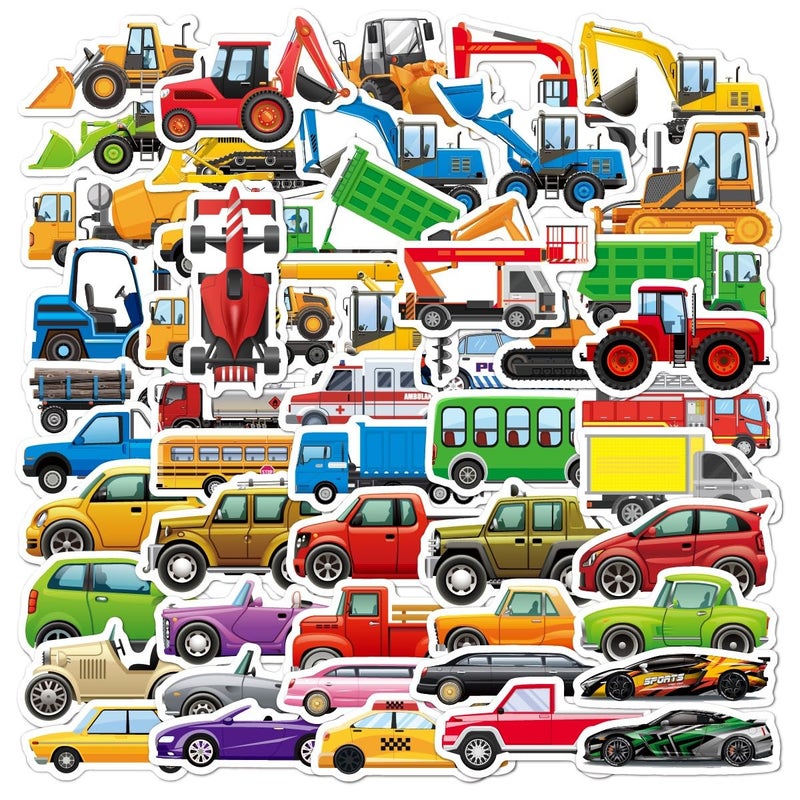 BBPOOL 100pcs Truck Cars Stickers for Kids Boys Waterproof Vinyl Cartoon Vehicle Stickers for Water Bottle Scrapbook Laptop Skateboard - Image 5