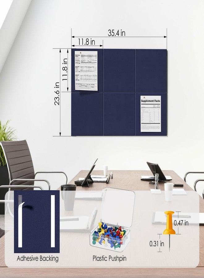 ماكسجير لوحة فلين كبيرة للجدران من ماكس جير، مقاس 36 × 24 بوصة، لوحة إعلانات زرقاء داكنة، عبوة من 6 قطع من بلاط الجدران اللبادي مع دبابيس تثبيت، لوحات فلين للمكاتب، لوحة دبابيس، لوحة إعلانات، لوحات فلين - Image 5