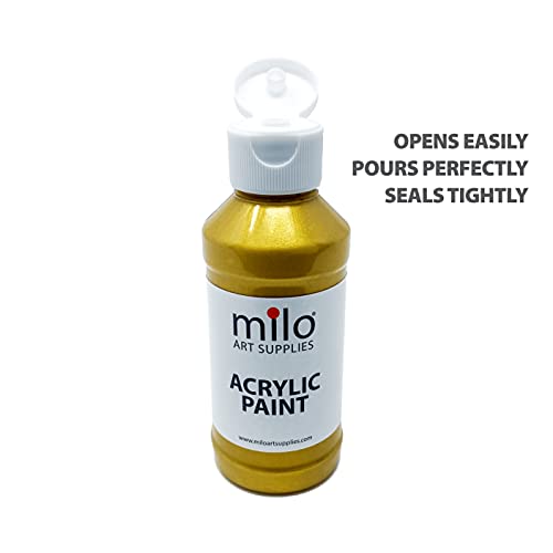 milo Metallic Acrylic Paint Set of 6 Colors | 4 oz Bottles | Student Metallic Colors Acrylics Painting Pack | Made in the USA | Non-Toxic Art & Craft Paints for Artists, Kids, & Hobby Painters - Image 4