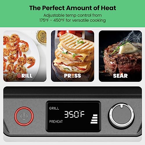 Chefman 5-in-1 Digital Panini Press Grill Sandwich Maker and Griddle Grill Combo with Removable, Reversible Dishwasher-Safe Grilling Plates, Opens 180° for Indoor BBQ /Flat Top Grill, Stainless steel - Image 5
