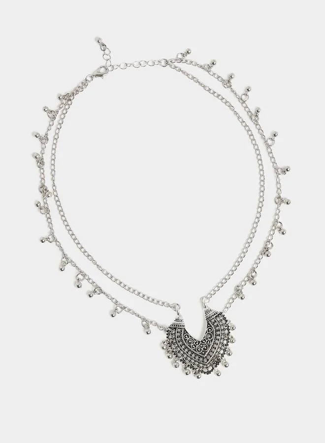 Styli Textured Metal Festive Necklace