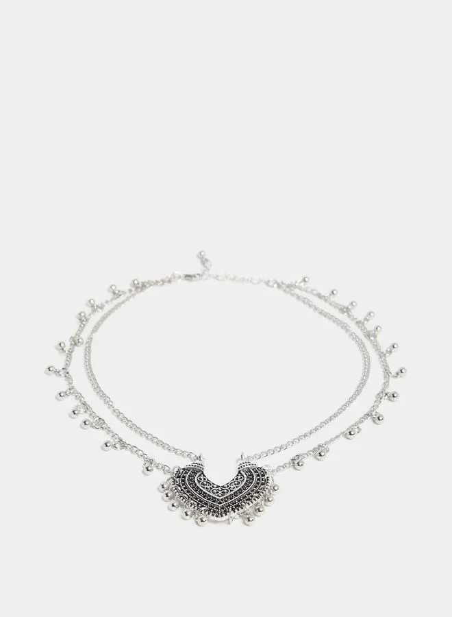 Styli Textured Metal Festive Necklace