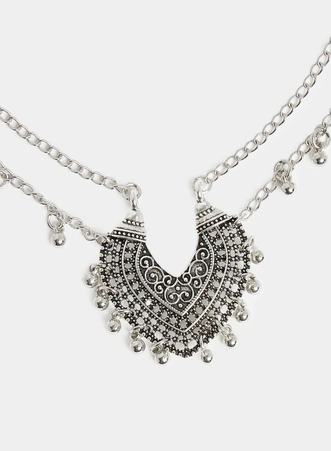 Styli Textured Metal Festive Necklace
