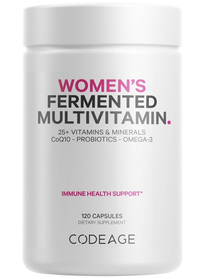Codeage Women’s Daily Multivitamin, 25+ Vitamins & Minerals, Fermented, Organic Whole Foods, Probiotics Supplement - Vitamin A, Vitamin B, Vitamins C, D, E & K, Omega 3, Zinc - Vegan - 120 Capsules - Image 1