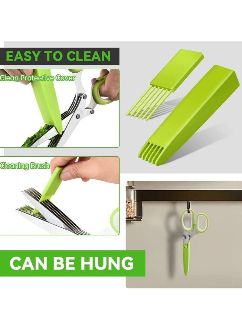 Kimaya Herb Scissors, Multipurpose Kitchen Scissor 5 Blade Herb Shears Cutter with Safety Cover and Cleaning Comb, Sharp Kitchen Shear Scissors for Chopping Basil Chive Parsley Cilantro Vegetables - Image 5