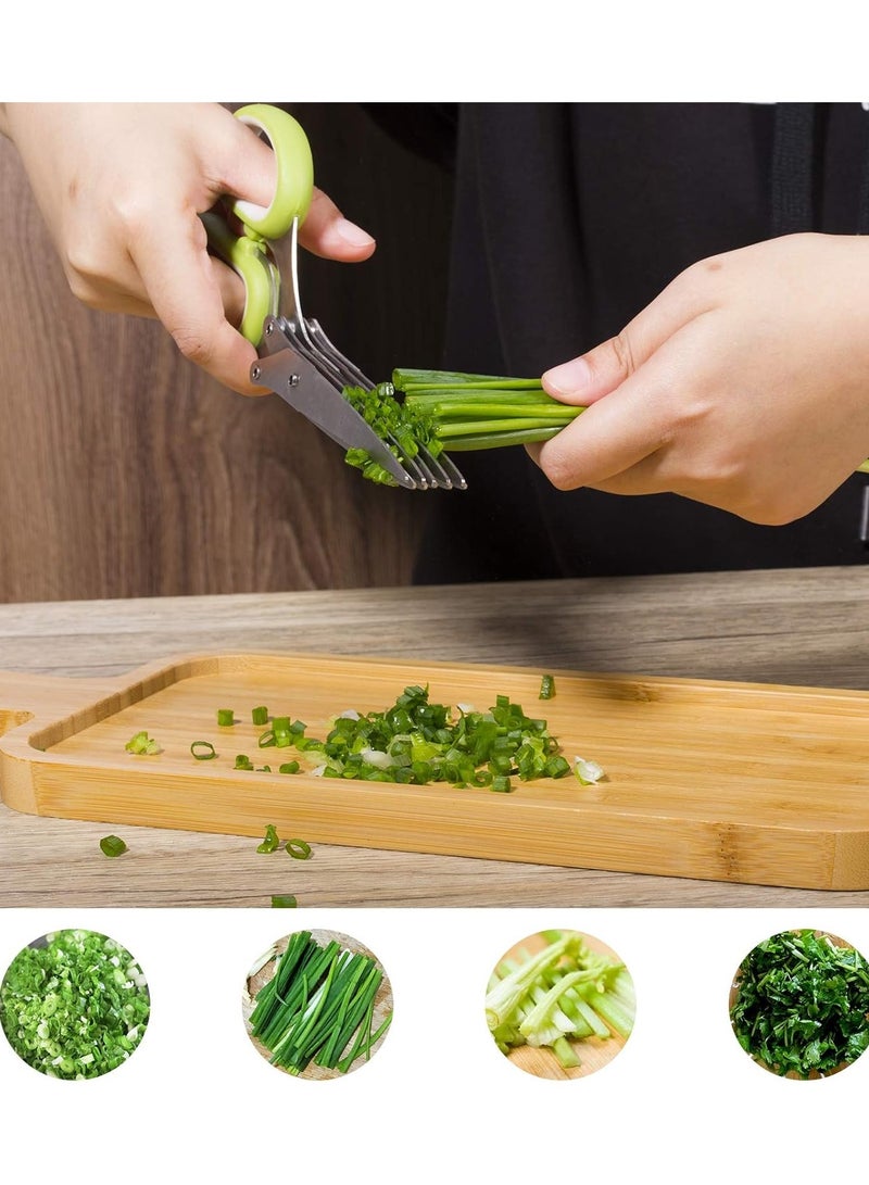 Kimaya Herb Scissors, Multipurpose Kitchen Scissor 5 Blade Herb Shears Cutter with Safety Cover and Cleaning Comb, Sharp Kitchen Shear Scissors for Chopping Basil Chive Parsley Cilantro Vegetables - Image 2