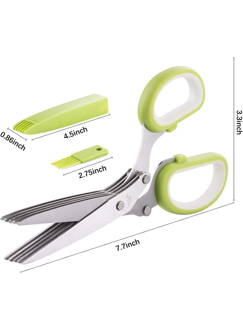 Kimaya Herb Scissors, Multipurpose Kitchen Scissor 5 Blade Herb Shears Cutter with Safety Cover and Cleaning Comb, Sharp Kitchen Shear Scissors for Chopping Basil Chive Parsley Cilantro Vegetables - Image 3