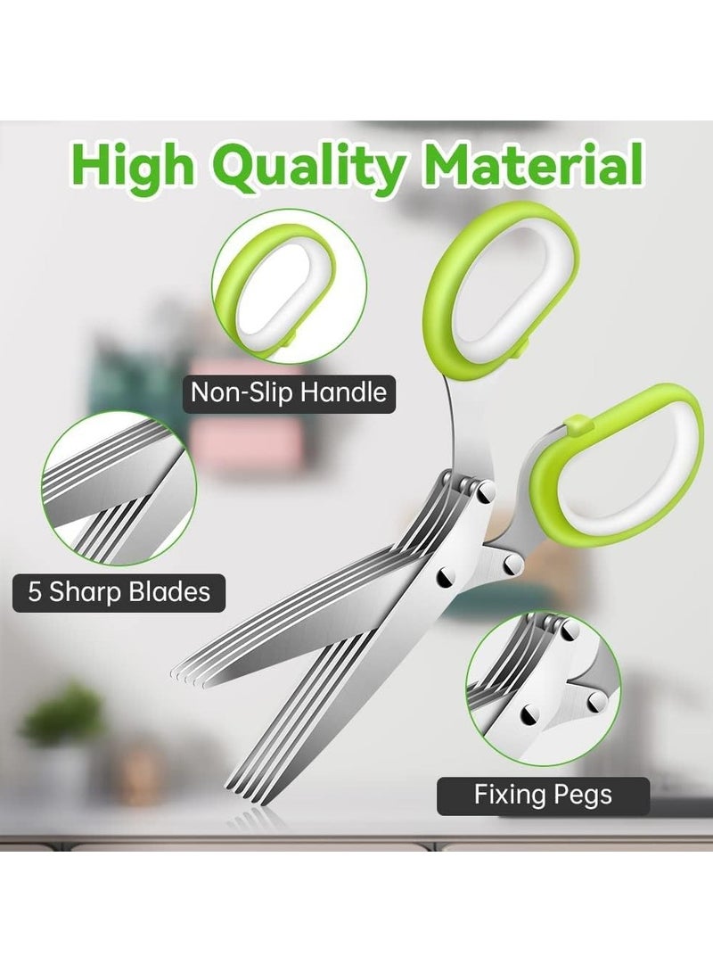 Kimaya Herb Scissors, Multipurpose Kitchen Scissor 5 Blade Herb Shears Cutter with Safety Cover and Cleaning Comb, Sharp Kitchen Shear Scissors for Chopping Basil Chive Parsley Cilantro Vegetables - Image 4