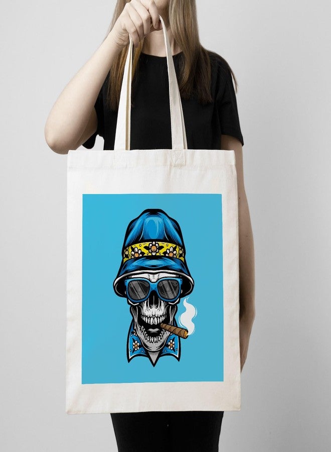 ARTBUG Tote Bag for Women with zip, Aesthetic Canvas tote bag for college girls, office, stylish and reusable - Skull - D No - 098 - Image 3