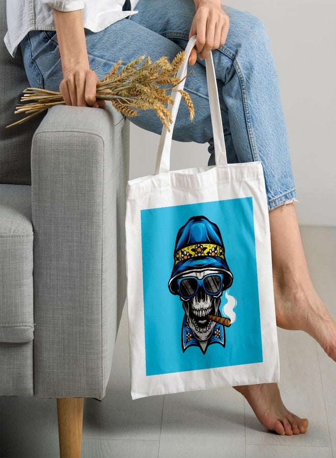 ARTBUG Tote Bag for Women with zip, Aesthetic Canvas tote bag for college girls, office, stylish and reusable - Skull - D No - 098 - Image 2