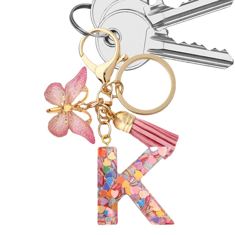 Initial Letter K Car Keychain Keyring for Women Cute Bag Charm Purse Backpack Accessory - Image 2