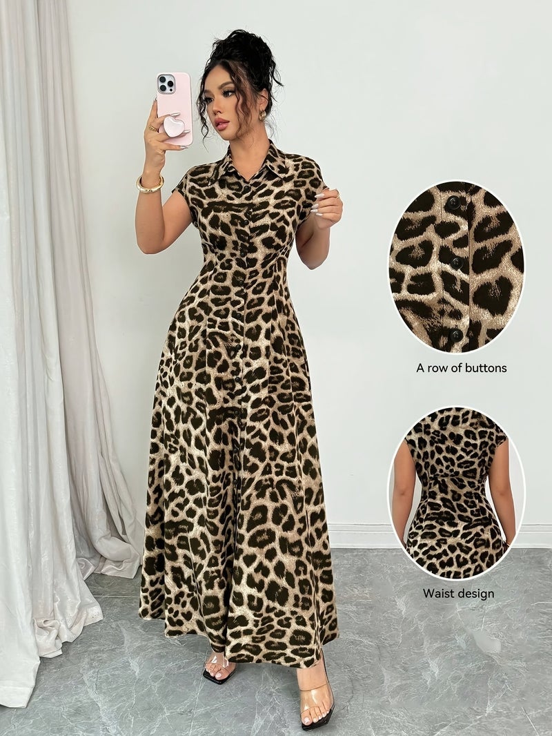 Western Spring\u002FSummer New Random Print Random Trim Vacation Style Elegant Casual Shirt Dress Long Dress - Image 2