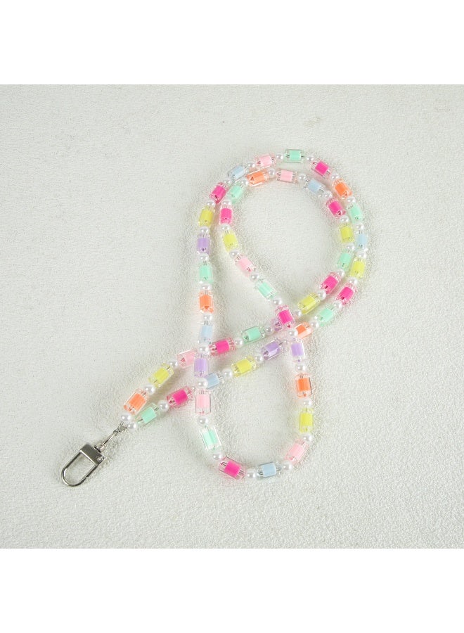 NIBEMINENT Super Cute Beaded Phone Charm – Trendy Phone Chain Wrist Strap, Shining Beads Chain Lanyard for Cell Phone
