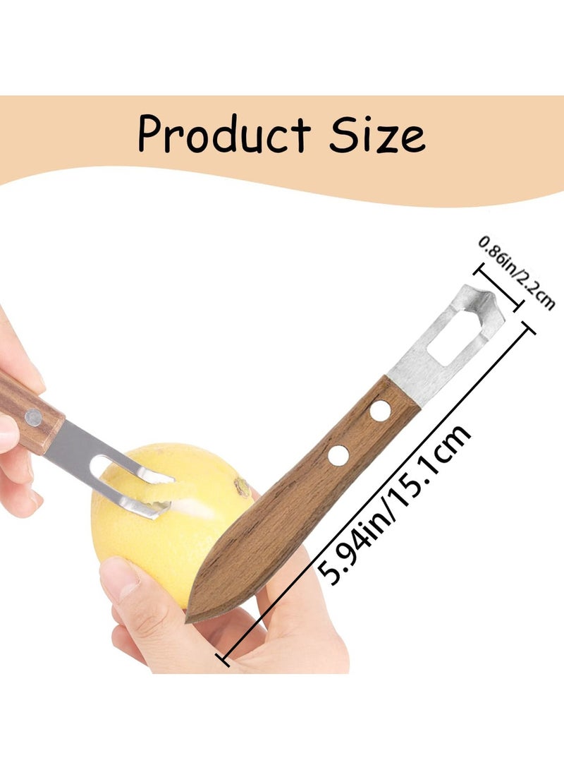 CMGTYYD. سكينتان لتقشير الليمون، مقاس 5.94 × 0.86 بوصة، بمقبض خشبي من الفولاذ المقاوم للصدأ، لتقشير الجريب فروت والليمون الحامض والبرتقال والليمون الحامض. - Image 2