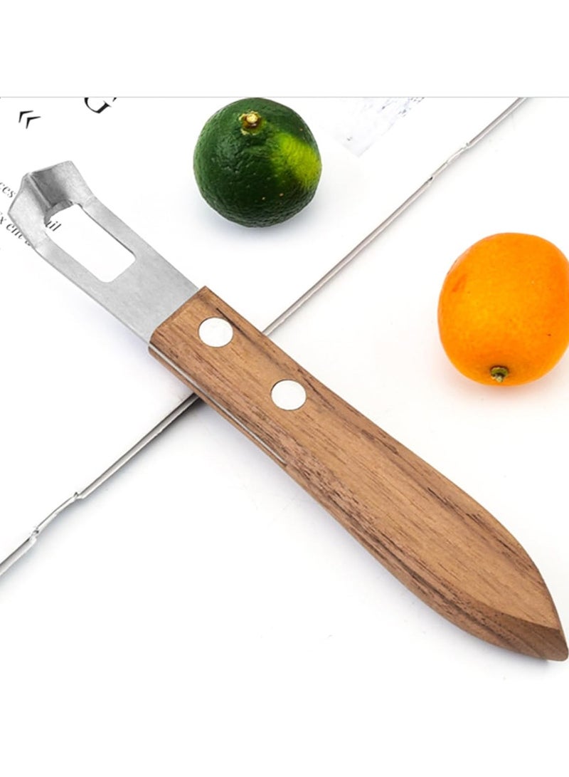 CMGTYYD. سكينتان لتقشير الليمون، مقاس 5.94 × 0.86 بوصة، بمقبض خشبي من الفولاذ المقاوم للصدأ، لتقشير الجريب فروت والليمون الحامض والبرتقال والليمون الحامض. - Image 4