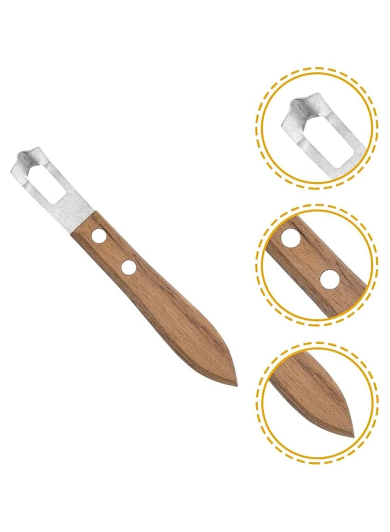 CMGTYYD. سكينتان لتقشير الليمون، مقاس 5.94 × 0.86 بوصة، بمقبض خشبي من الفولاذ المقاوم للصدأ، لتقشير الجريب فروت والليمون الحامض والبرتقال والليمون الحامض. - Image 3