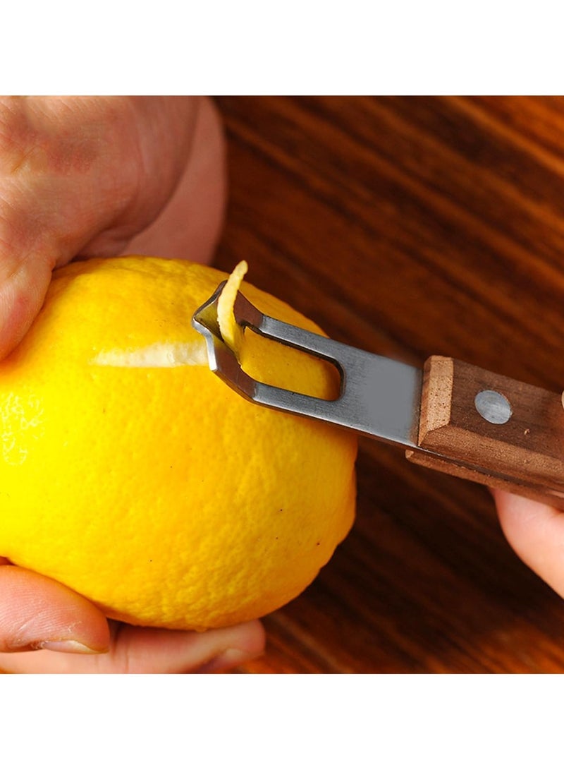 CMGTYYD. سكينتان لتقشير الليمون، مقاس 5.94 × 0.86 بوصة، بمقبض خشبي من الفولاذ المقاوم للصدأ، لتقشير الجريب فروت والليمون الحامض والبرتقال والليمون الحامض. - Image 5