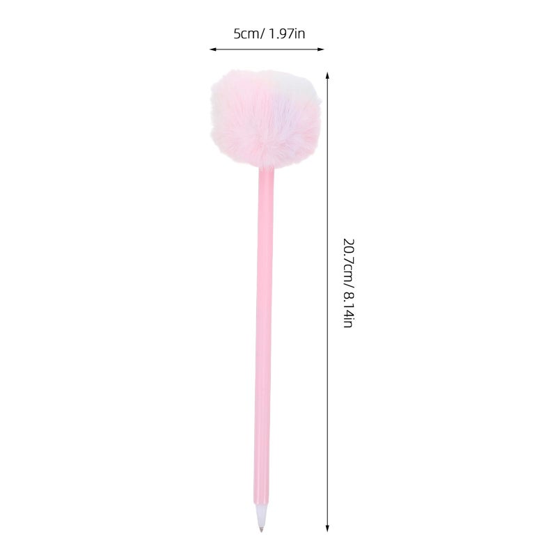Pink Fluffy Pompom Ballpoint Pens 10 Pack Gel Ink Cute Writing Pens for Students - Image 3