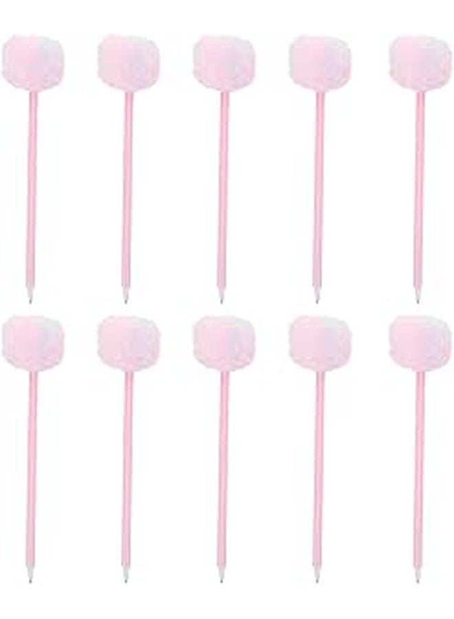 Pink Fluffy Pompom Ballpoint Pens 10 Pack Gel Ink Cute Writing Pens for Students - Image 1