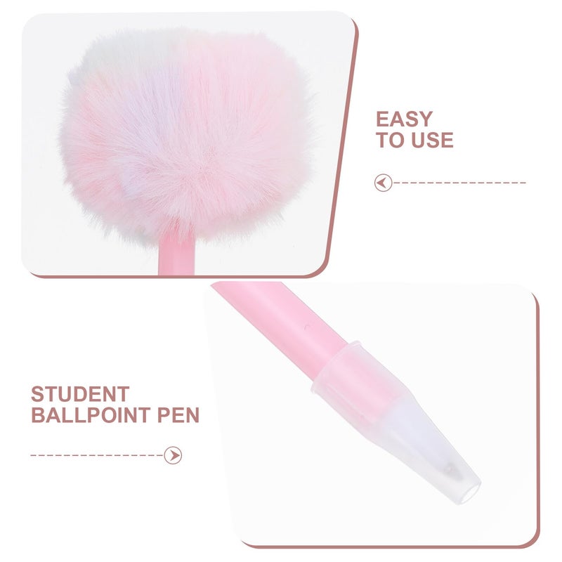 Pink Fluffy Pompom Ballpoint Pens 10 Pack Gel Ink Cute Writing Pens for Students - Image 4