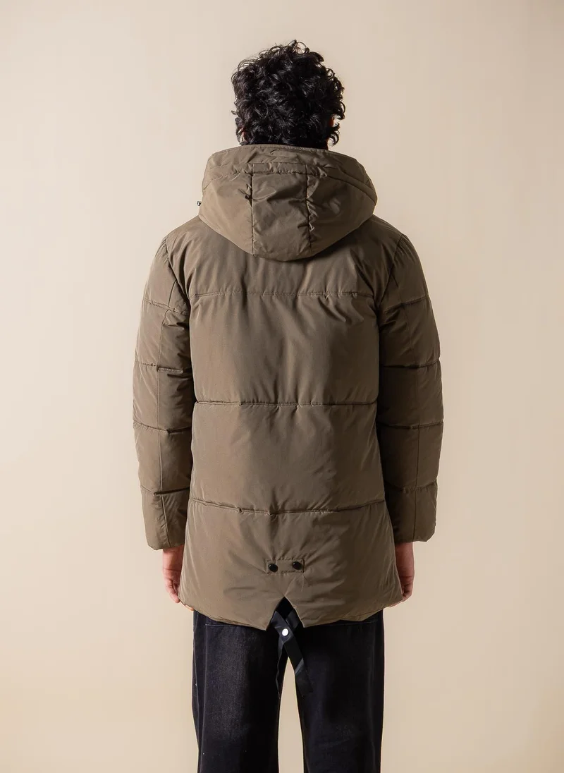 SHAPES WATER-REPELLENT HOODED PUFFER JACKET