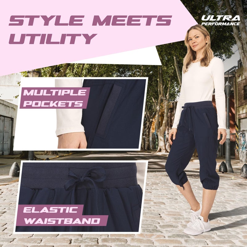 Ultra Performance Capri Pants for Women 2 Pack Womens Capris Hiking Capri Pants Summer Clothes for Women (Avail in Plus Size) Wine, Navy - Image 3