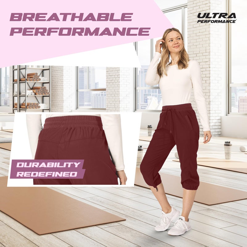 Ultra Performance Capri Pants for Women 2 Pack Womens Capris Hiking Capri Pants Summer Clothes for Women (Avail in Plus Size) Wine, Navy - Image 4
