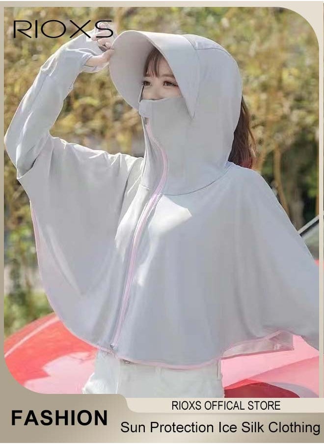 RIOXS - Women's Upf50+ Uv Sun Protection Ice Silk Clothing Long Sleeve Breathable Shirts Lightweight Hoodie Zip Up Outdoor Jacket Coat - Image 1