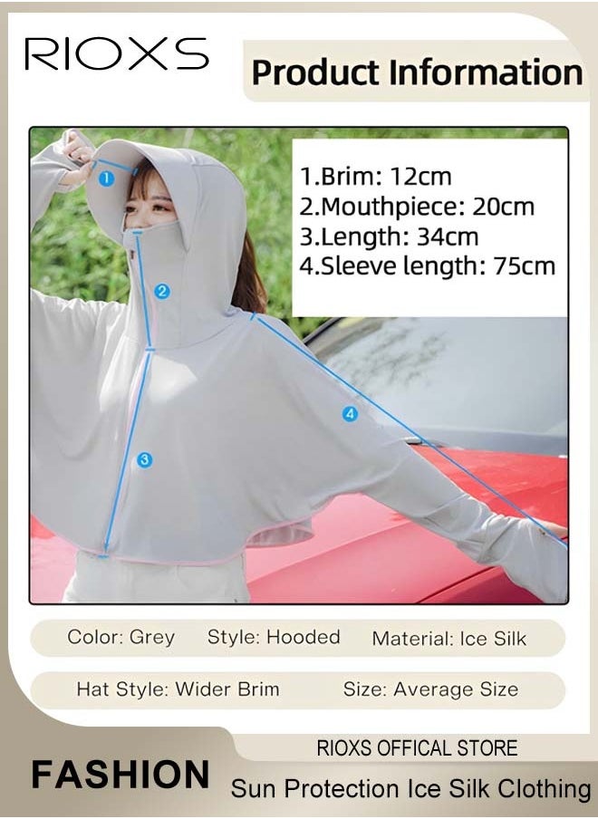 RIOXS - Women's Upf50+ Uv Sun Protection Ice Silk Clothing Long Sleeve Breathable Shirts Lightweight Hoodie Zip Up Outdoor Jacket Coat - Image 1