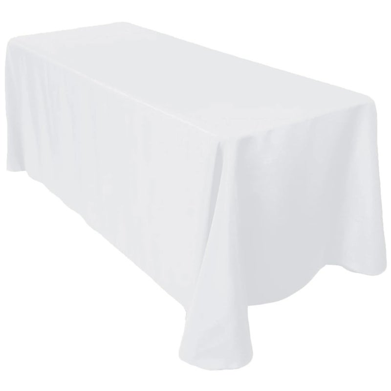LTC LINENS White Rectangular Tablecloth for 8 foot Table 90x156 Rounded Corners Rectangle Table Cloth Large Extra long tablecloths for Wedding