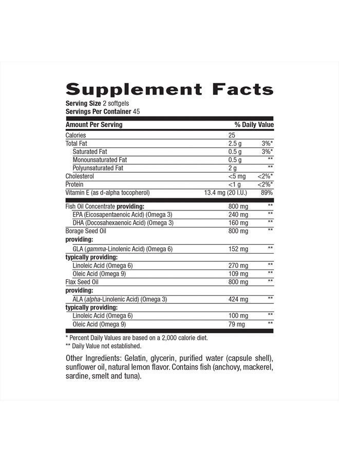 Country Life Omega 3-6-9, Ultra Concentrated, Supports Cardiovascular & Brain Health, 90 Softgels, Certified Gluten Free - Image 2