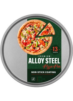 13 Inch Alloy Steel Pizza Pan, Non-Stick Coating, Dishwasher Safe Serving Tray, Round Baking Tray For Oven Use (1 Pack)