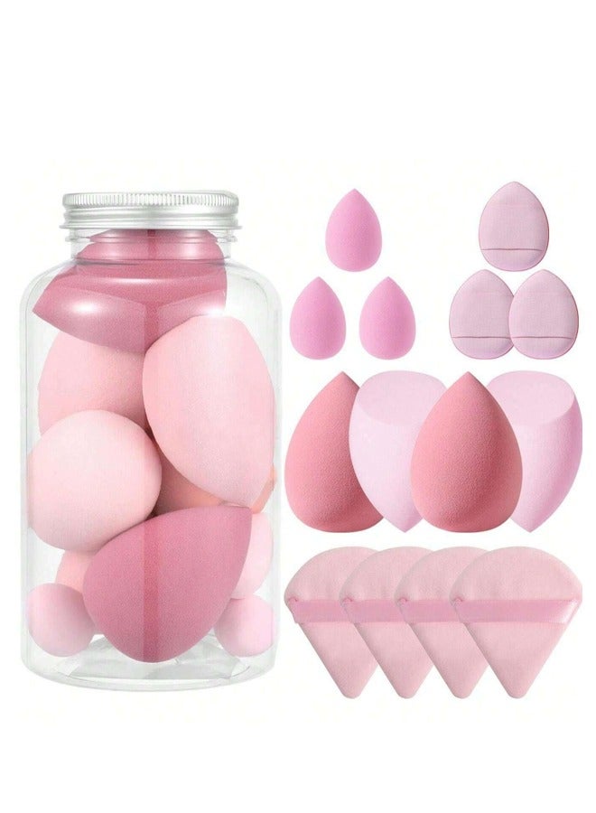 Generic 14-Piece Makeup Sponge Set- Multi soft color Mini Makeup Sponge, Powder Puff Long Lasting Beauty Sponge Wet & Dry Use for Women (Pink)  - Image 1