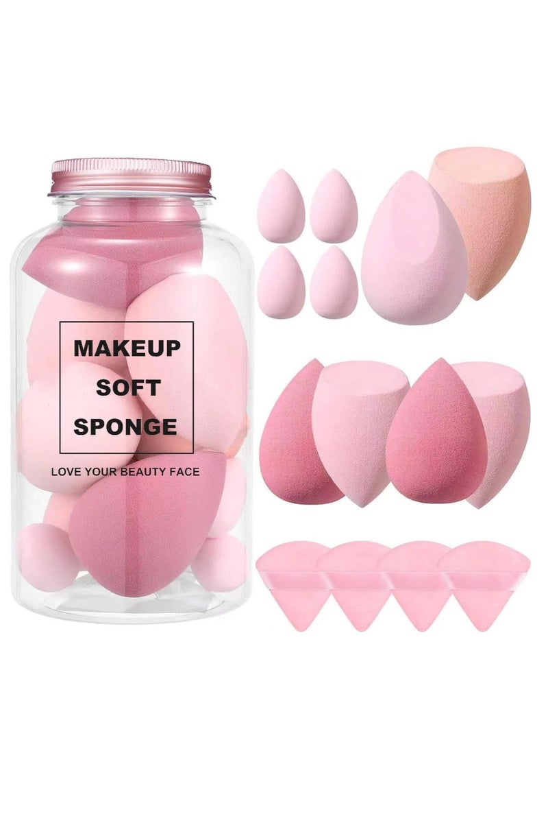 Generic 14-Piece Makeup Sponge Set- Multi soft color Mini Makeup Sponge, Powder Puff Long Lasting Beauty Sponge Wet & Dry Use for Women (Pink)  - Image 1