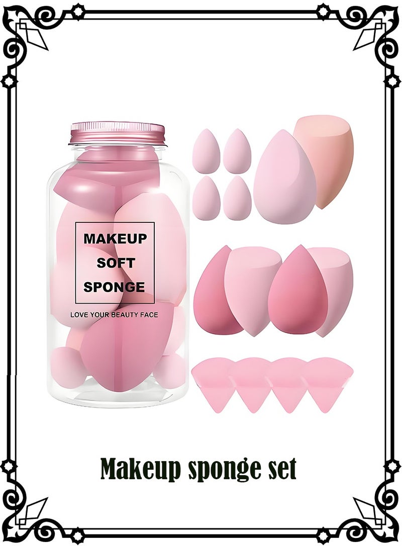 14-Piece Makeup Sponge Set- Multi soft color Mini Makeup Sponge, Powder Puff Long Lasting Beauty Sponge Wet & Dry Use for Women (Pink) - Image 1