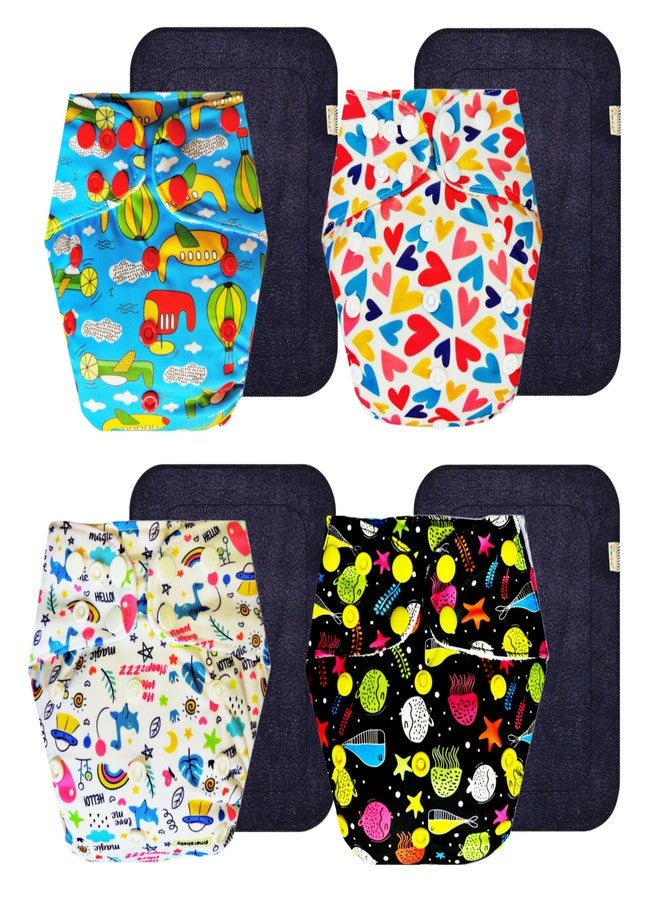 Dumbledo Premium Cloth Diaper with Gray Insert (Pack of 4) | Soft & Gentle | Leakproof | Easy to Clean | Designed by Moms | 3 Months - 3 Years | Unisex Baby - Image 1