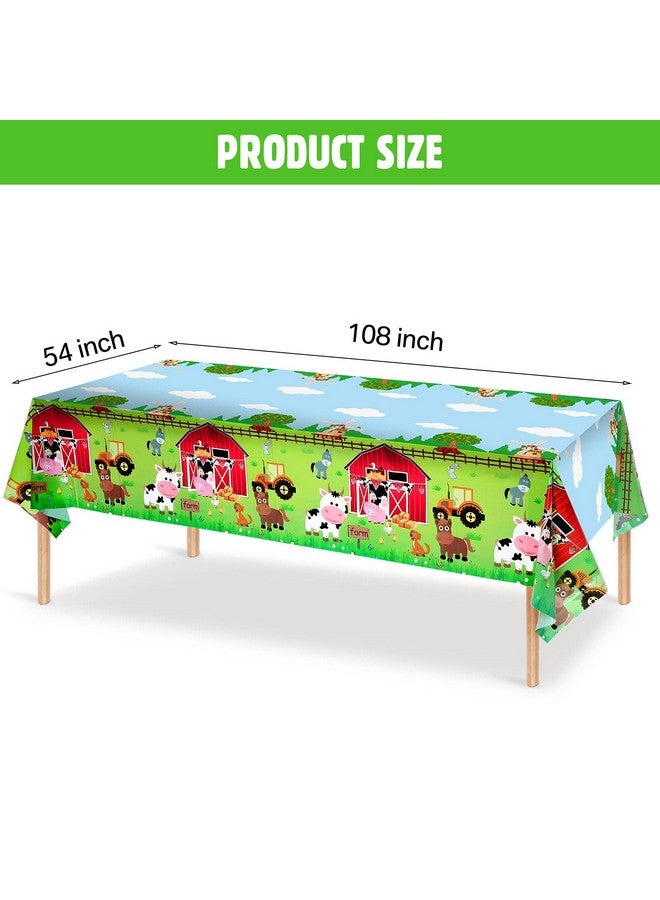 كاسيات مفرش طاولة حفلات من Kasyat Farm Animals، غطاء طاولة بلاستيكي للاستخدام مرة واحدة، بتصميم حيوانات المزرعة، ديكورات حفلات استقبال المولود الجديد، لوازم حفلات أعياد الميلاد، 108 × 54 بوصة (أحمر، 6 قطع) - Image 2