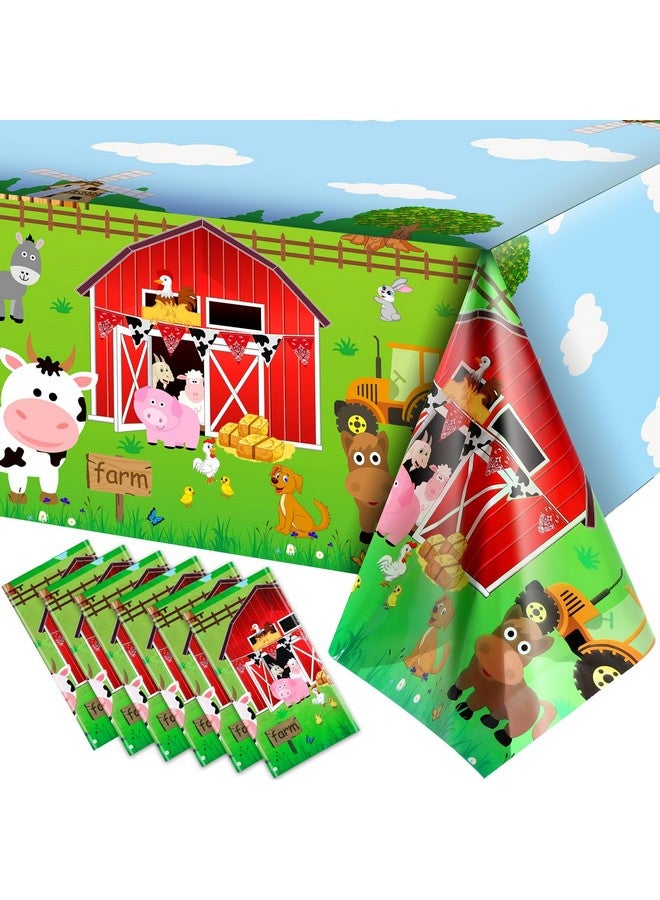 كاسيات مفرش طاولة حفلات من Kasyat Farm Animals، غطاء طاولة بلاستيكي للاستخدام مرة واحدة، بتصميم حيوانات المزرعة، ديكورات حفلات استقبال المولود الجديد، لوازم حفلات أعياد الميلاد، 108 × 54 بوصة (أحمر، 6 قطع) - Image 1