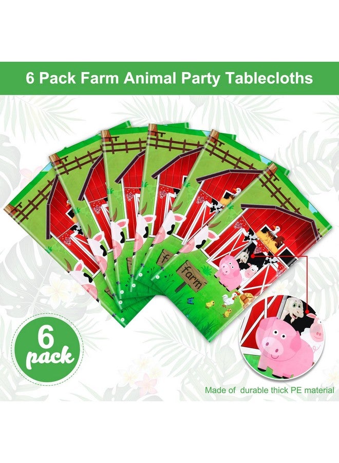 كاسيات مفرش طاولة حفلات من Kasyat Farm Animals، غطاء طاولة بلاستيكي للاستخدام مرة واحدة، بتصميم حيوانات المزرعة، ديكورات حفلات استقبال المولود الجديد، لوازم حفلات أعياد الميلاد، 108 × 54 بوصة (أحمر، 6 قطع) - Image 4