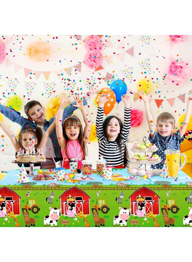 كاسيات مفرش طاولة حفلات من Kasyat Farm Animals، غطاء طاولة بلاستيكي للاستخدام مرة واحدة، بتصميم حيوانات المزرعة، ديكورات حفلات استقبال المولود الجديد، لوازم حفلات أعياد الميلاد، 108 × 54 بوصة (أحمر، 6 قطع) - Image 5