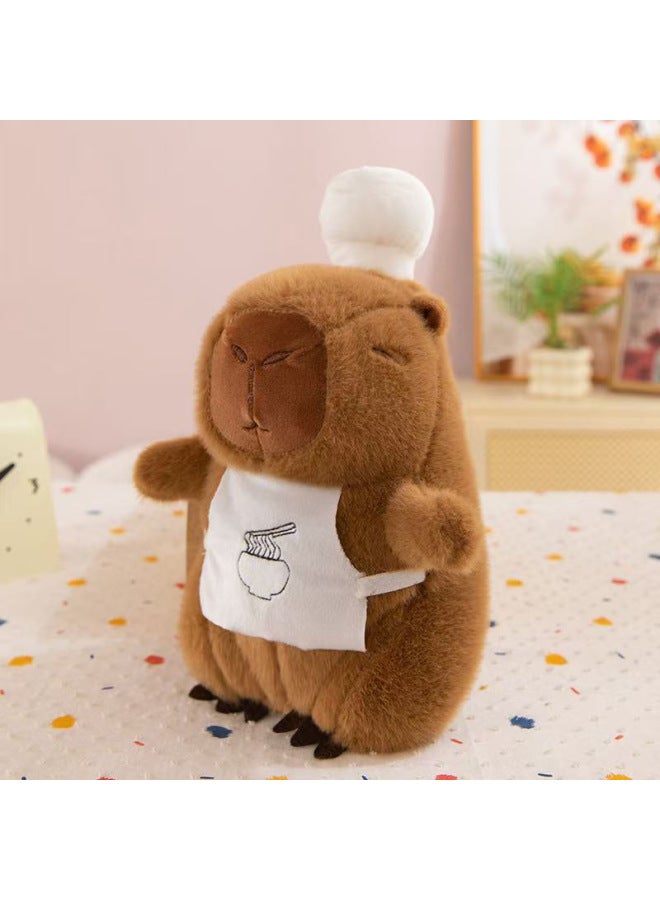 Creative Grasping Machine Doll Chef Capybara Doll Cute Hat Capybara Doll Plush Toy Doll Gift-Color:Chef Capybara-Height:25cm