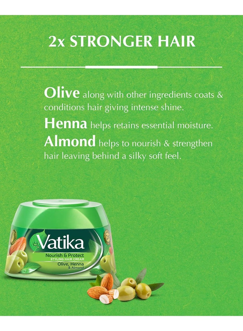 Vatika Naturals Vatika Naturals Nourish & Protect Styling Hair Cream Pack 2| Olive oil ,Henna, Almond, Nourishing Vatika Oils | Style & Texture | Non-Sticky, Non-Oily, Lightweight  - Image 2