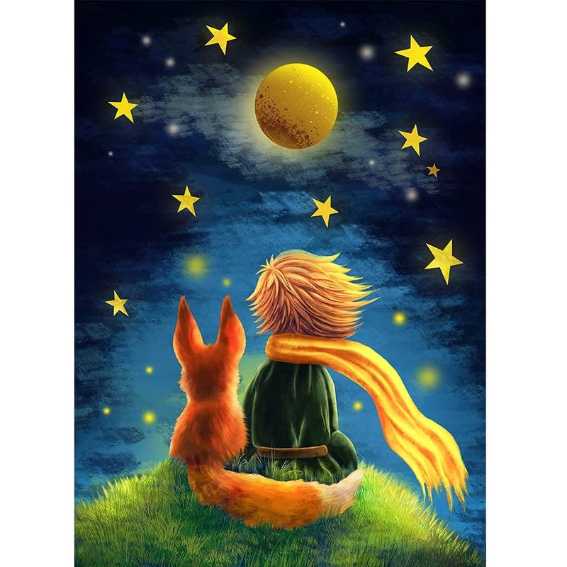 DIY Diamond Painting Kits for AdultThe Little Prince and Wolf 5D Drills Gem Art and Craft Pictures for BeginnerEmbroidery Jewel Painting for Wall Decor Gift 12x16