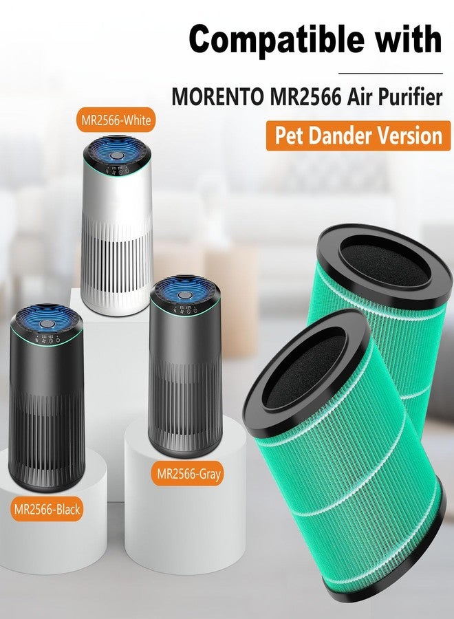 Harebery 2 Pack MR2566 Filter Replacement + 10 Sponge Pads | Compatible with MORENTO MR2566 Purifier | 3-Stage Filtration | Pet Dander Version, Green - Image 3