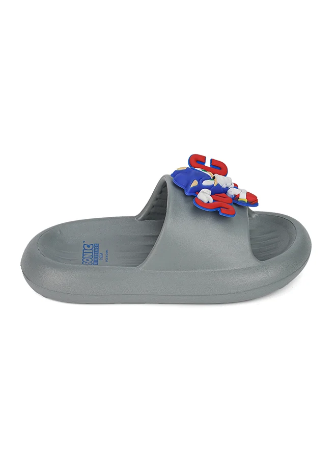 Urbanhaul  UrbanHaul Boys Sega Sonic Print Slip on Sliders For Kids Suitable for Daily Use :- Grey for Men | Best Price UAE